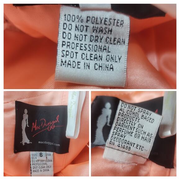 MacDuggal Mermaid Sweetheart Sequin Bead Peach Tulle Trumpet Dress Ball Gown✨️6 - Picture 9 of 16